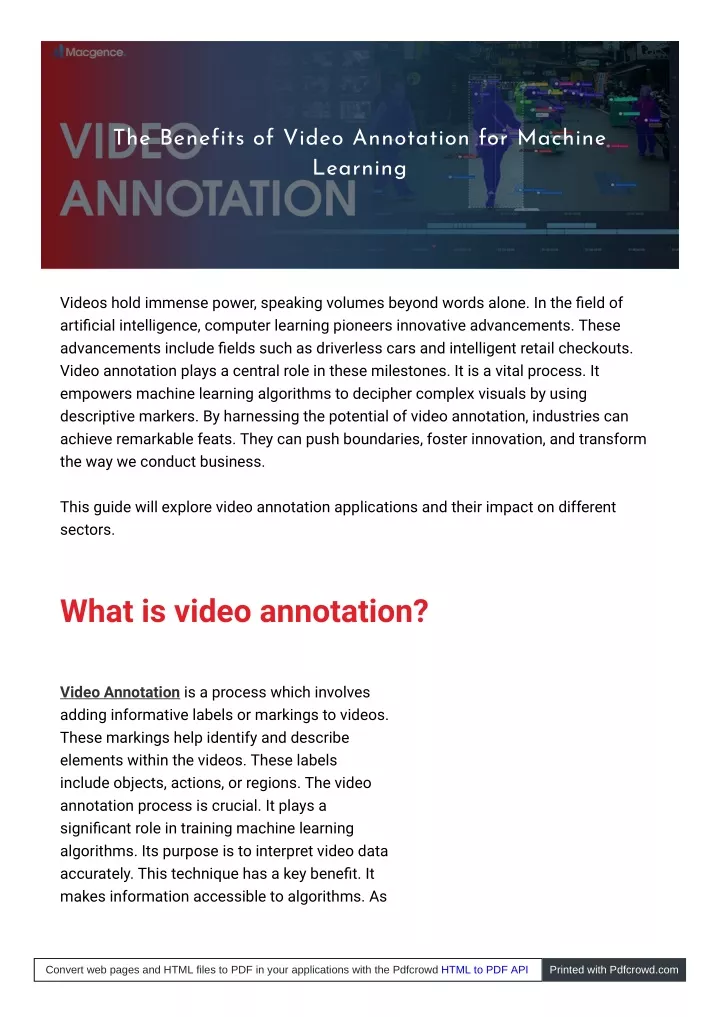 the benefits of video annotation for machine