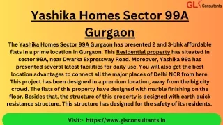 Yashika Homes Sector 99A Gurgaon