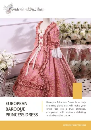 Baroque Princess Dress: Regal Palace Attire for Children