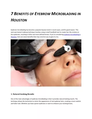 7 Benefits of Eyebrow Microblading in Houston
