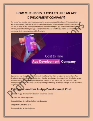 How Much Does it Cost To Hire an App Development Company?