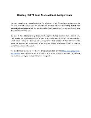 Herzing NU671 June Discussions  Assignments