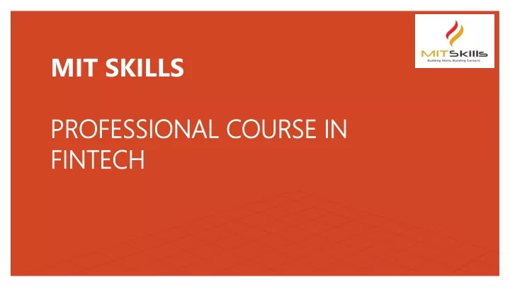 mit skills professional course in fintech