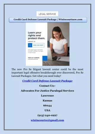 Credit Card Defense Lawsuit Package | Winincourtnow.com