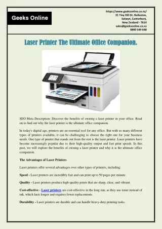 Laser Printer The Ultimate Office Companion.