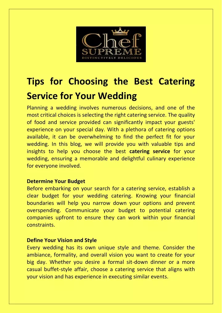 tips for choosing the best catering service