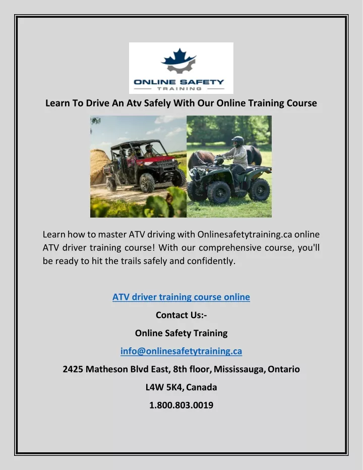 learn to drive an atv safely with our online