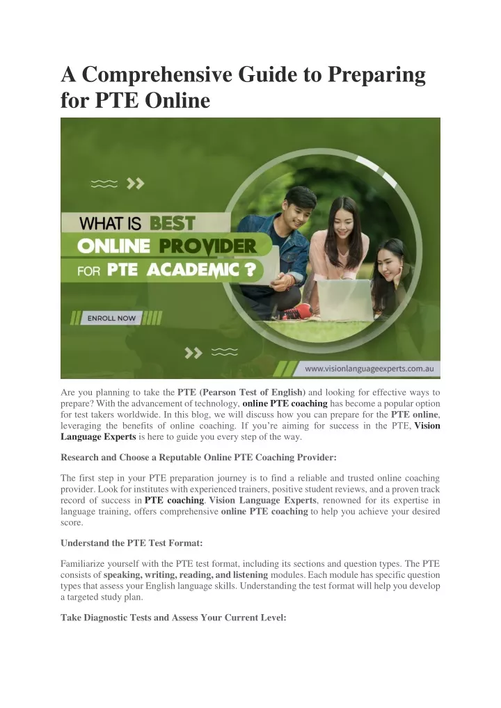 a comprehensive guide to preparing for pte online