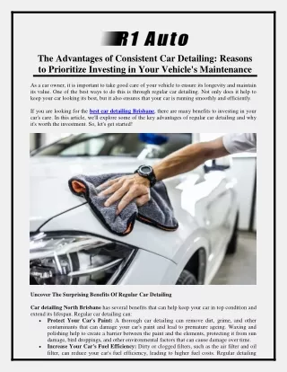 Car Detailing Reasons to Prioritize Investing in Your Vehicle's Maintenance