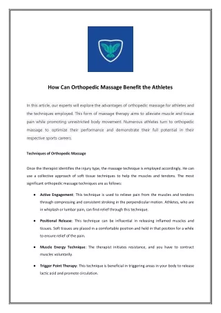 How Can Orthopedic Massage Benefit the Athletes