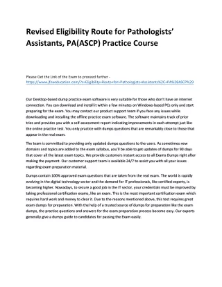 revised eligibility route for pathologists