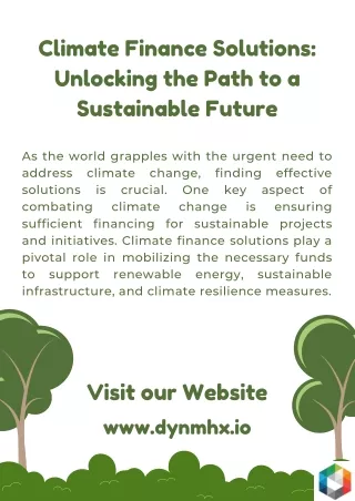 Climate Finance Solutions Unlocking the Path to a Sustainable Future