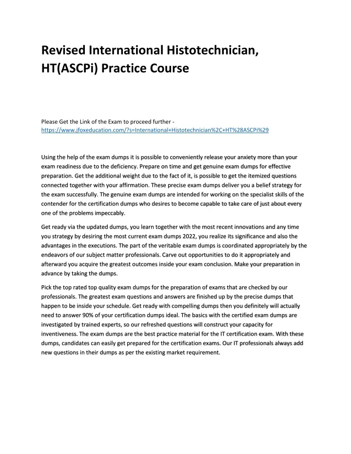 revised international histotechnician ht ascpi