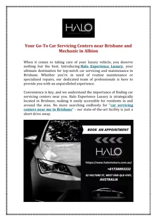 Car servicing centers near me in Brisbane - Halo Experience Luxury