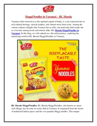 Maggi and Noodles in Varanasi – RL Masala