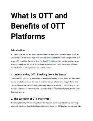 What is OTT and Benefits of OTT Platforms