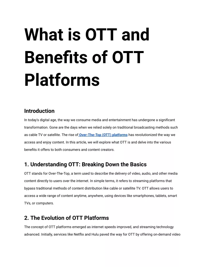 what is ott and benefits of ott platforms
