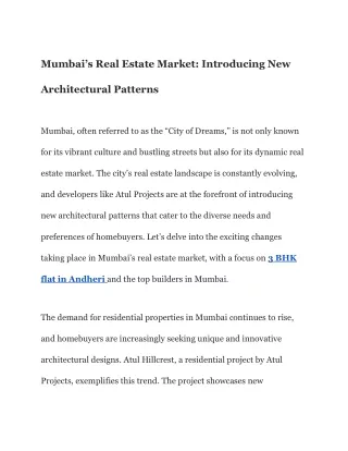 mumbai s real estate market introducing new