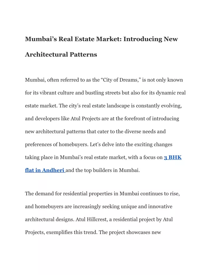 mumbai s real estate market introducing new