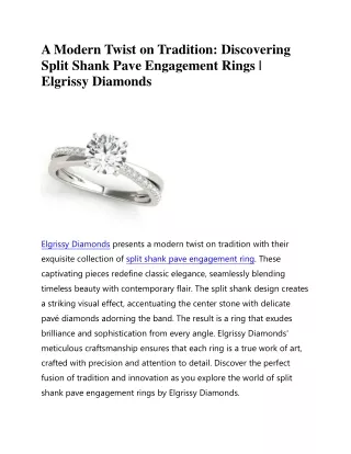 Split Shank Pave Engagement Ring | Elgrissy Diamonds