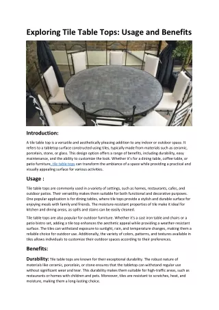 exploring tile table tops usage and benefits