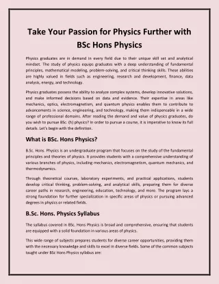 Take Your Passion for Physics Further with BSc Hons Physics