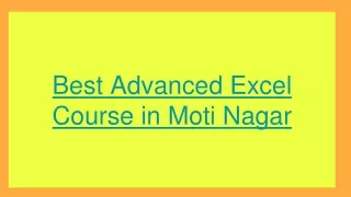 Advanced Excel Course in Moti Nagar