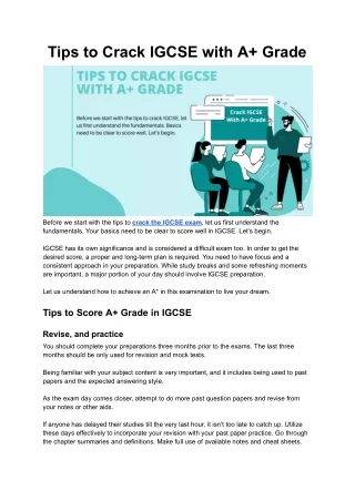 tips to crack igcse with a grade