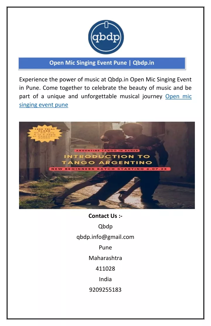 open mic singing event pune qbdp in