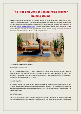 The Pros and Cons of Taking Yoga Teacher Training Online