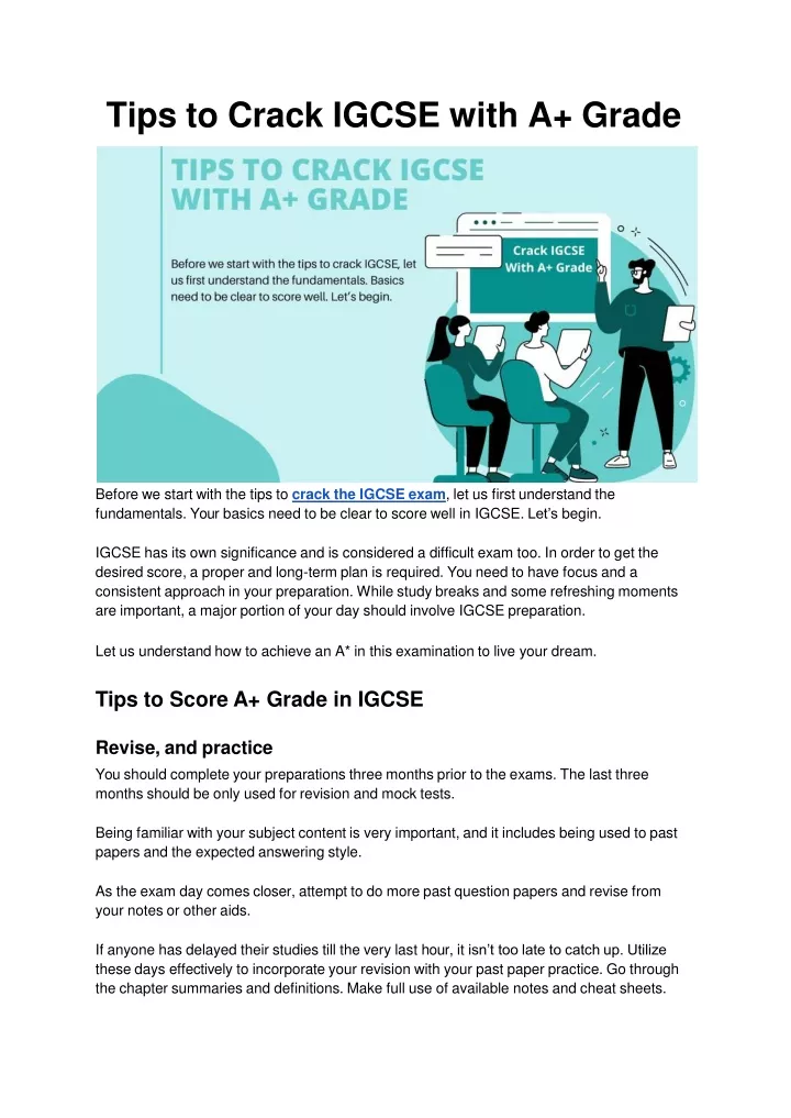 tips to crack igcse with a grade