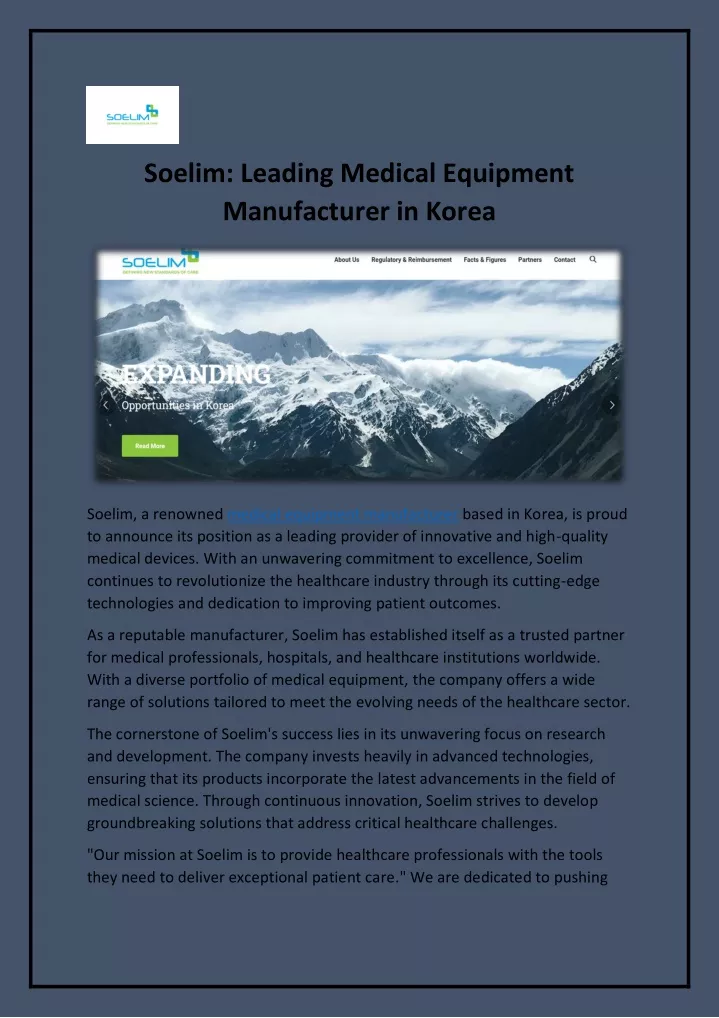 soelim leading medical equipment manufacturer