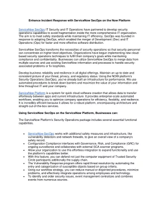 enhance incident response with servicenow secops