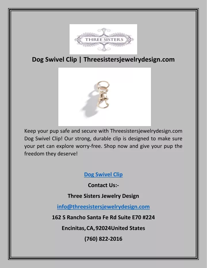 dog swivel clip threesistersjewelrydesign com