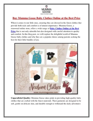 Buy Mumma Goose Baby Clothes Online at the Best Price