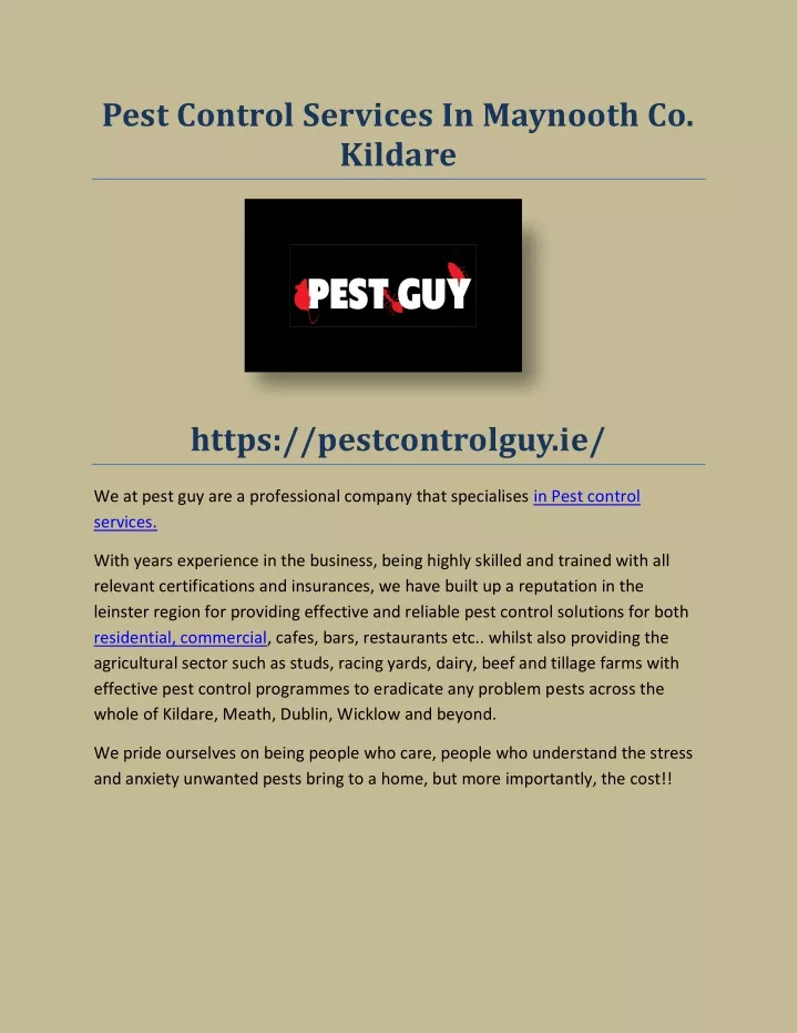 pest control services in maynooth co kildare