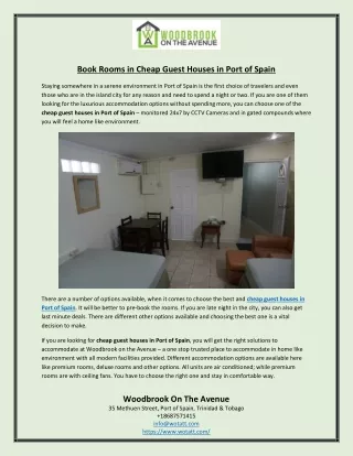 Book Rooms in Cheap Guest Houses in Port of Spain