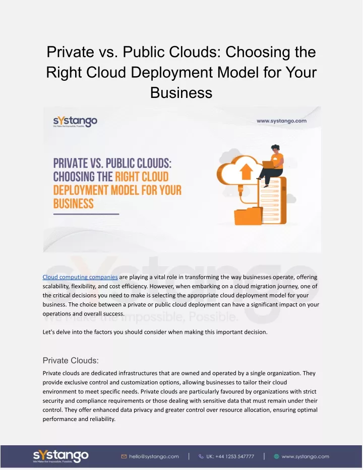 private vs public clouds choosing the right cloud