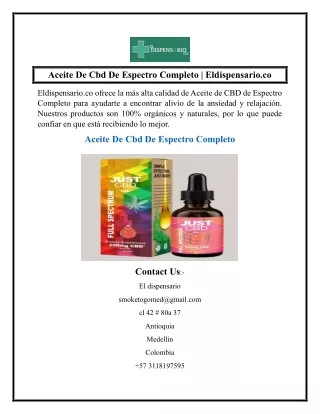 Aceite De Cbd De Espectro Completo  Eldispensario.co