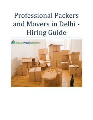 Professional Packers and Movers in Delhi - Hiring Guide