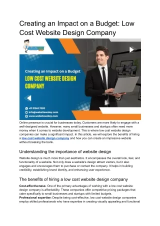 Creating an Impact on a Budget_ Low Cost Website Design Company