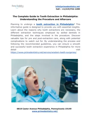 The Complete Guide to Tooth Extraction in Philadelphia_ Understanding the Procedure and Aftercare