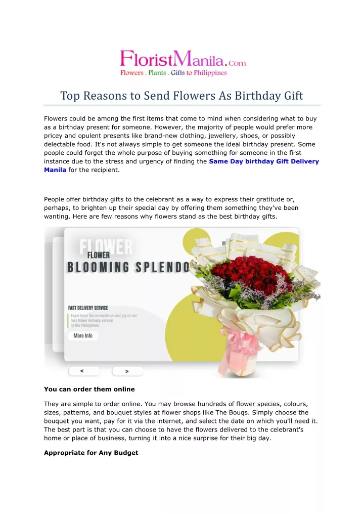 top reasons to send flowers as birthday gift