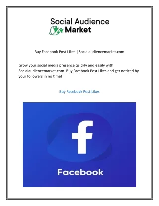 Buy Facebook Post Likes Socialaudiencemarket
