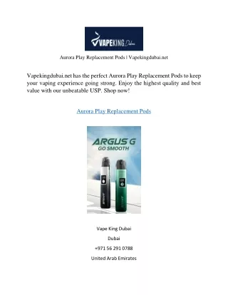 Aurora Play Replacement Pods  Vapekingdubai.net