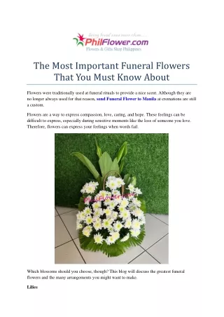 Funeral Flowers Send to Manila