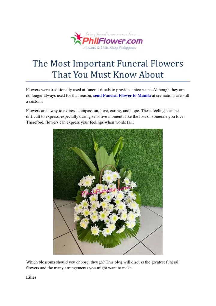 the most important funeral flowers that you must