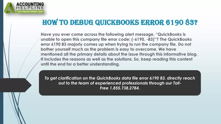 how to debug quickbooks error 6190 83