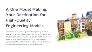 Premier Engineering Model Maker in Mumbai | A One Model Making