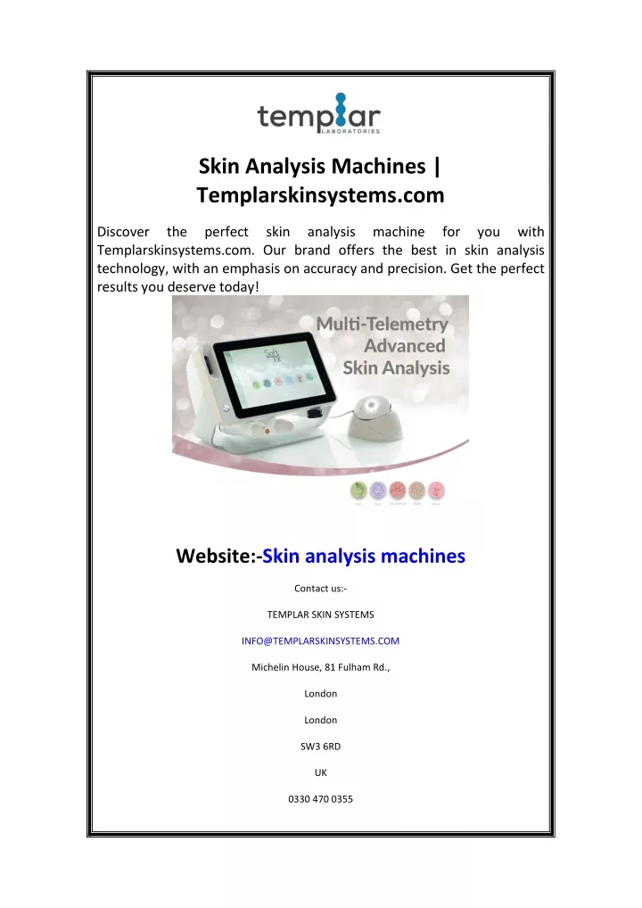 skin analysis machines templarskinsystems com